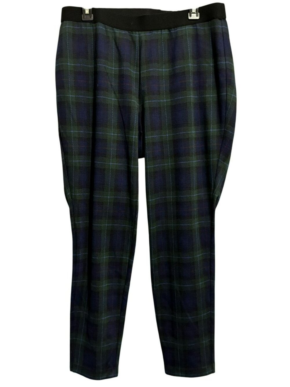 Talbots Navy Tartan Plaid Soho Ankle Pants 14W Skinny Leg HIgh Waist Preppy NEW